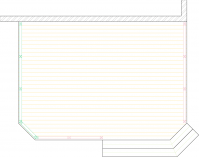 Overhead view of a deck plan for a low medium size single level deck with a privacy screen.