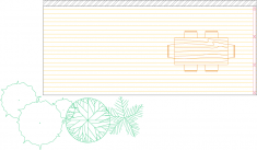 Overhead view of a deck plan for a low single level deck.