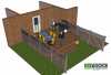 3D render of a low single level medium size deck.