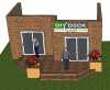 3D render of a medium size single level deck with planter boxes.