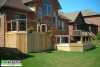 Front left view of a large 2-level deck.
